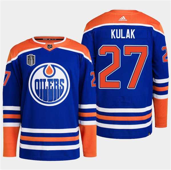 Men%27s Edmonton Oilers #27 Brett Kulak Royal 2024 Stanley Cup Final Patch Stitched Jersey Dzhi->edmonton oilers->NHL Jersey